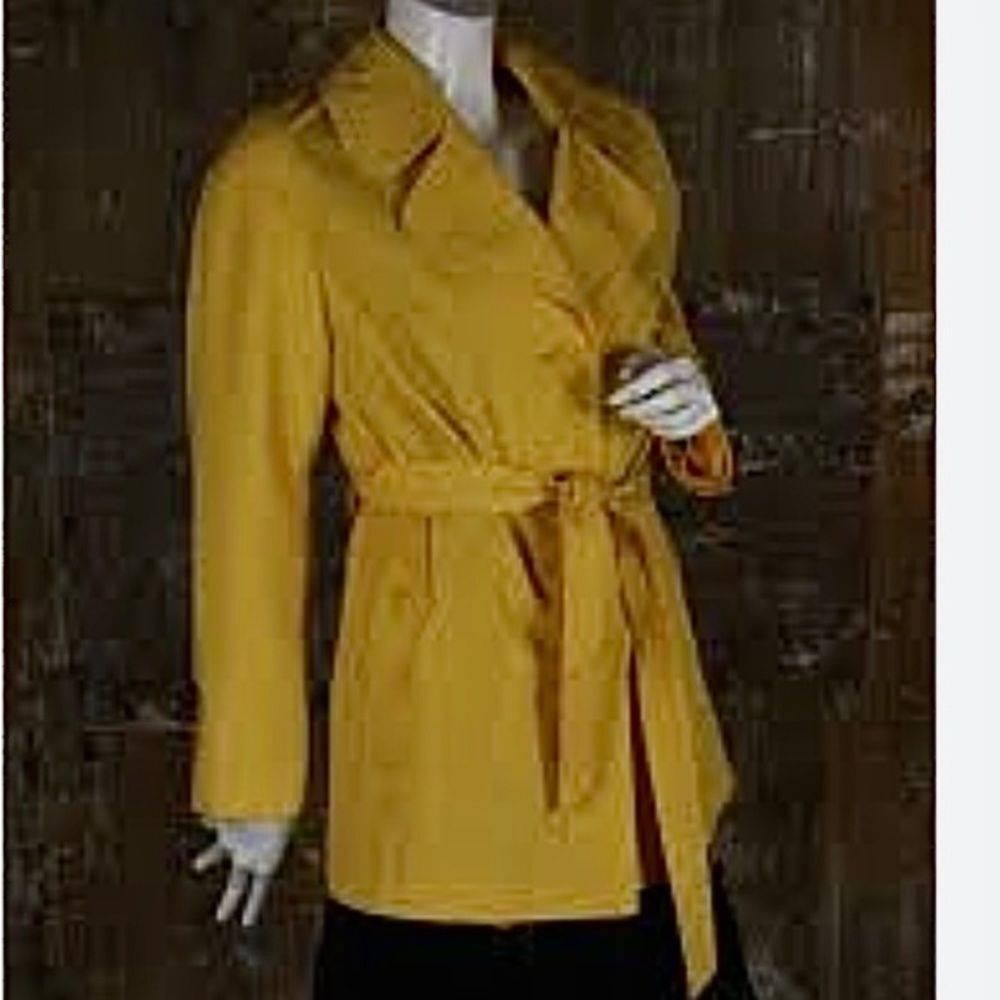 SANDRO Women’s Mustard‎ Yellow Gold Belted Trench Coat Jacket - Picture 11 of 11
